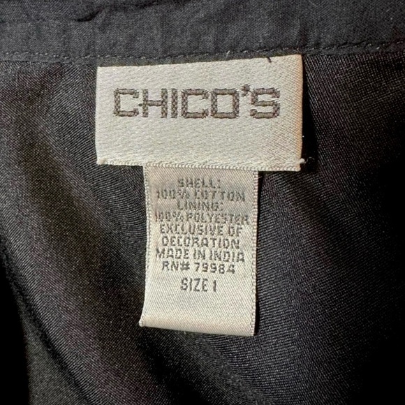 Chico's Black Embroidered Asian Motif Beaded Midi Skirt Women’s Size Medium Boho - Picture 8 of 8